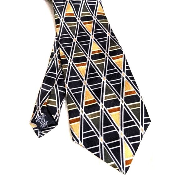Vintage Men's Van Heusen 100% Silk Tie Abstract Diamond Pattern - Picture 7 of 13